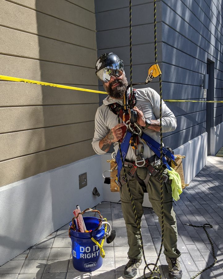 UpEngine client crew: high-rise windows